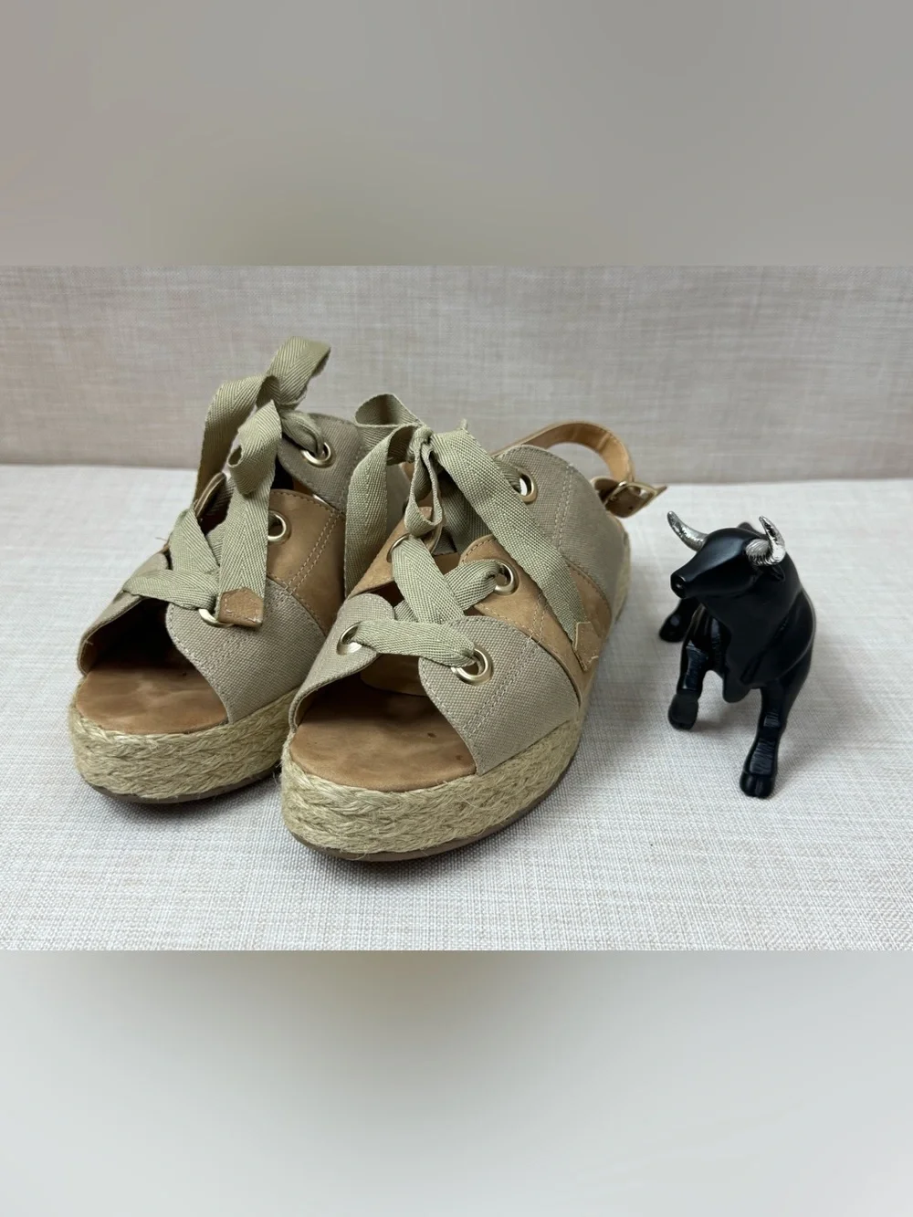 Ferrucci canvas lace-up open-toe platform espadrilles